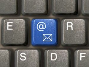 Keyboard (closeup) with E-mail key (blue)